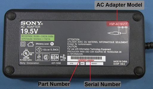 Model and Serial Number Location