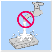 Do not directly subject the camera to flowing water such as tap water.